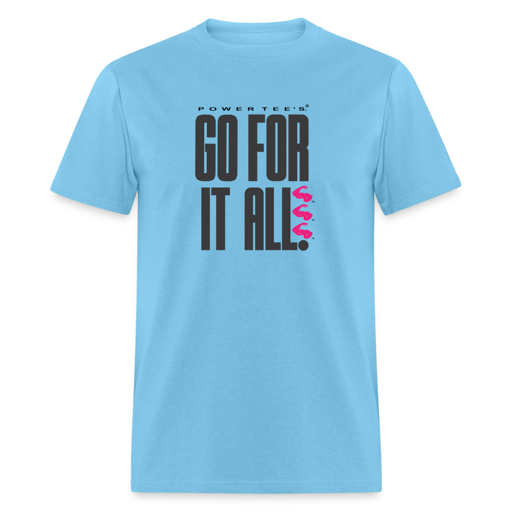 "Go for it all" Power Tee - aquatic blue